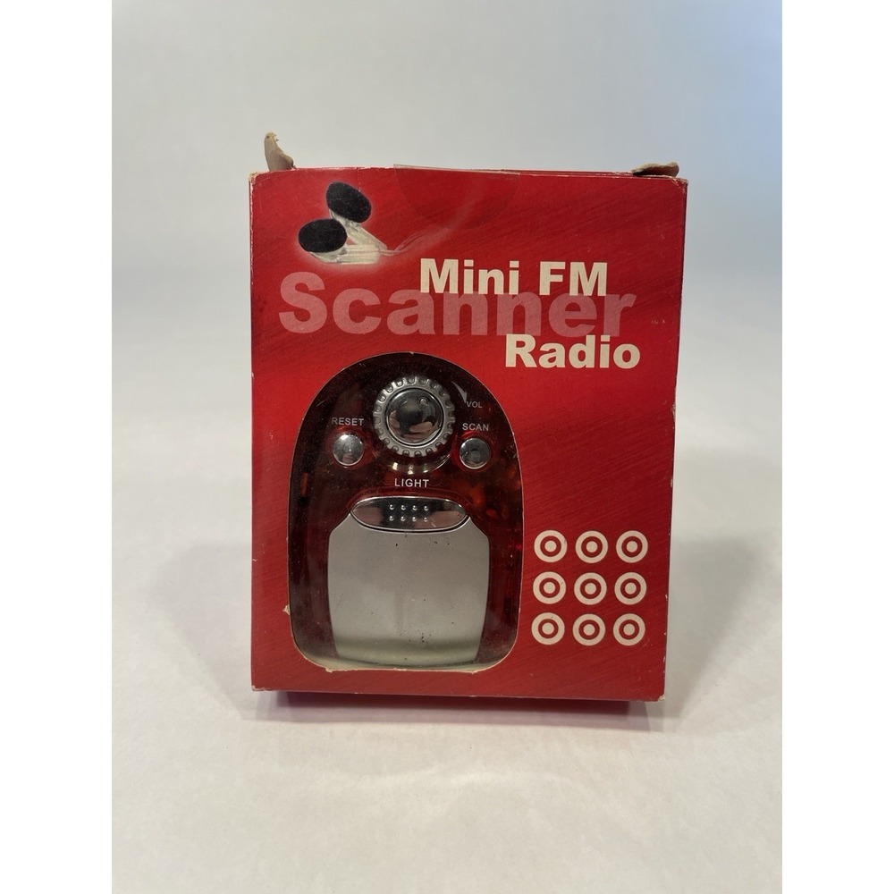 Small Red Plastic Model ELEC0005 FM Scanner Radio With Torch & Wired Earbuds